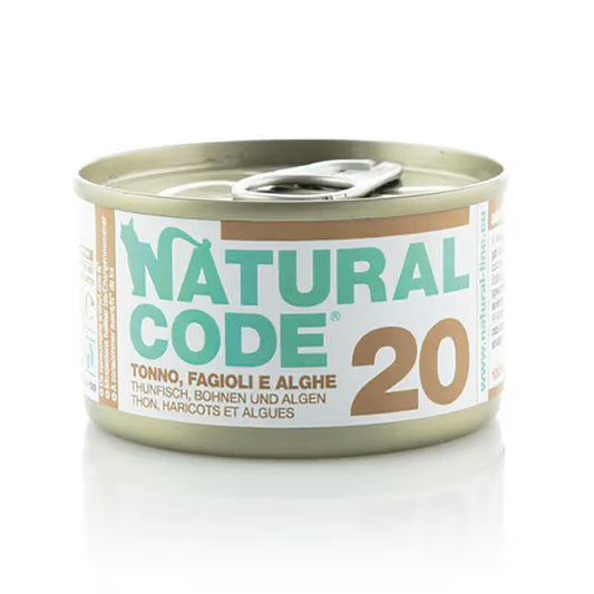 Natural Code 20 Gato Atún, Judías y Algas Marinas - Comida húmeda para gato