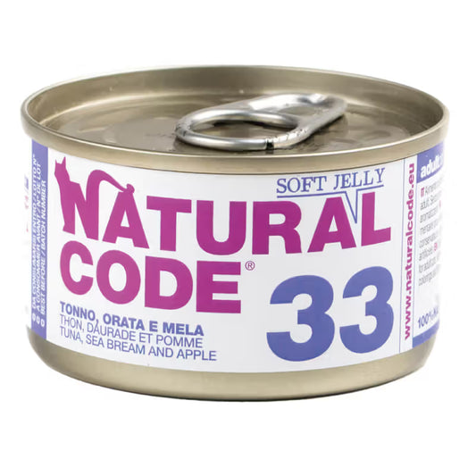 Natural Code 33 - Alimento Húmido em Gelatina para Gato - Atum, dourada e maçã