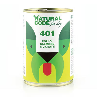 Natural Code 401 Perro Adulto Grain-Free Pollo, Salmón y Zanahoria - Comida húmeda para perro