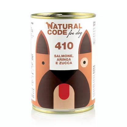 Natural Code 410 Perro Adulto Grain-Free Salmón, Arenque y Calabaza - Comida húmeda para perro