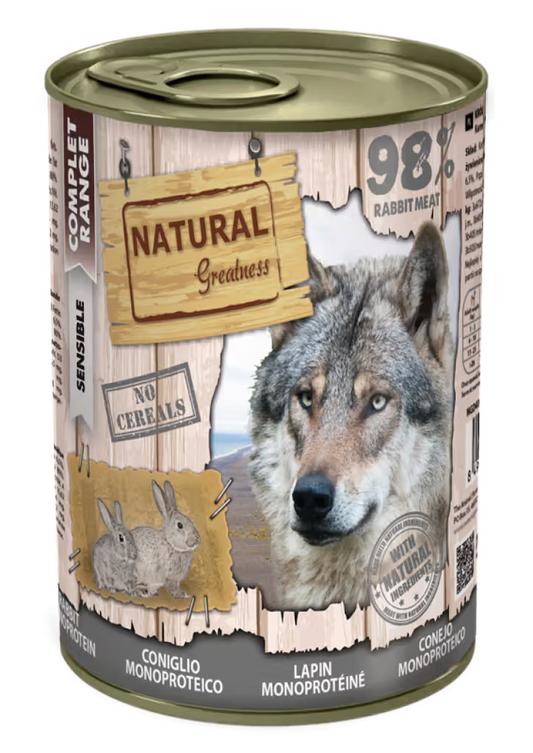 Natural Greatness Complet Sensible Monoprotein Cão Coelho - Ração húmida para cão