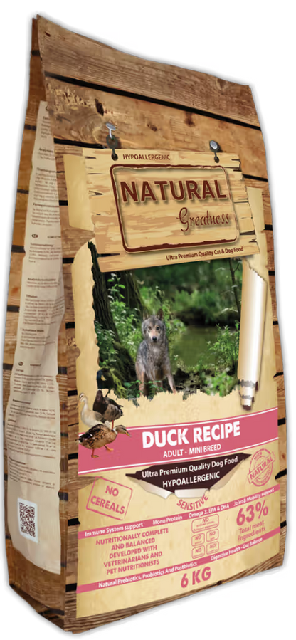 Natural Greatness Sensitive Mini Cão Adulto Pato Grain-Free - Ração seca para cão