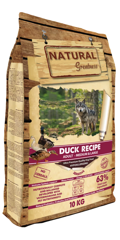 Natural Greatness Perro Adulto Razas Medianas y Grandes Sensible Pato - Pienso seco para perro con sensibilidad digestiva