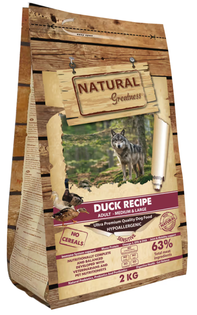 Natural Greatness Perro Adulto Razas Medianas y Grandes Sensible Pato - Pienso seco para perro con sensibilidad digestiva