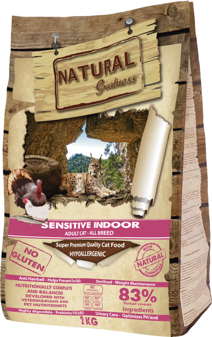 Natural Greatness Sensible de Interior Gato y Gatito Pollo - Pienso seco para gato con sensibilidad digestiva