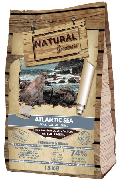 Natural Greatness Atlantic Sea Gato Adulto y Sénior Esterilizado Grain-Free Salmón - Pienso seco para gato esterilizado