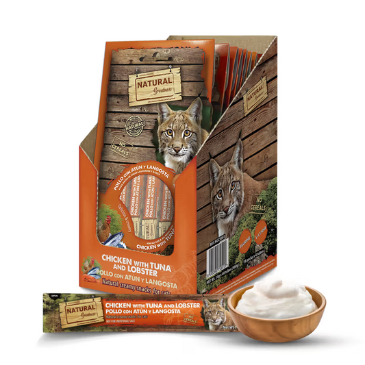 Natural Greatness Creamy Immune System Gato Pollo, Atún y Langosta Grain-Free - Snack para gato con soporte inmunitario