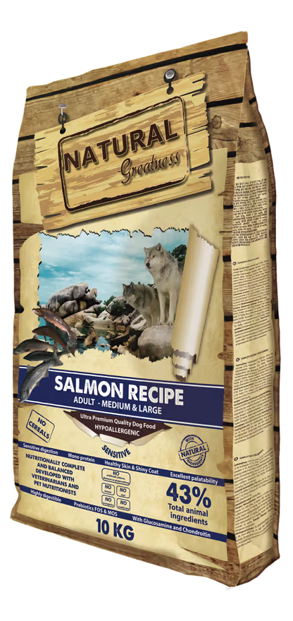 Natural Greatness Salmon Sensitive Cão Adulto Salmão Grain-Free - Ração seca para cão com sensibilidade digestiva