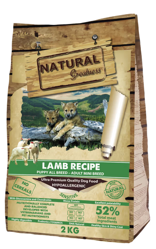 Natural Greatness Sensitive Starter Perro Cachorro y Adulto Mini Grain-Free Cordero - Pienso seco para perro con digestión sensible