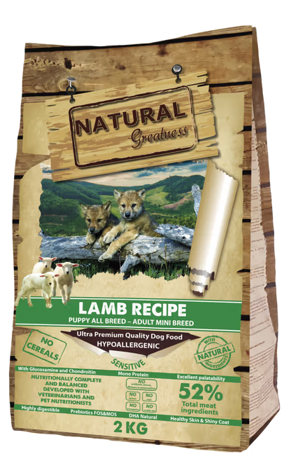 Natural Greatness Sensitive Starter Perro Cachorro y Adulto Mini Grain-Free Cordero - Pienso seco para perro con digestión sensible