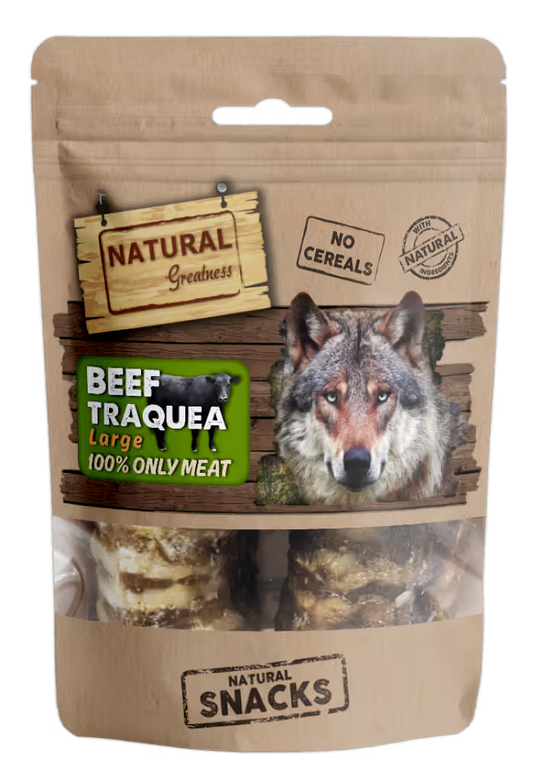 Natural Greatness Cão Traqueia Bovina - Snack para cão para suporte articular