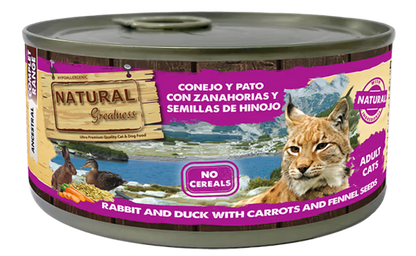 Natural Greatness Gato Adulto Conejo, Pato, Zanahorias y Manzanilla - Comida húmeda para gatos