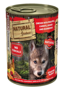 Natural Greatness Perro Cachorro Pollo, Zanahoria, Piña, Semillas de lino y Arándanos - Comida húmeda para perro