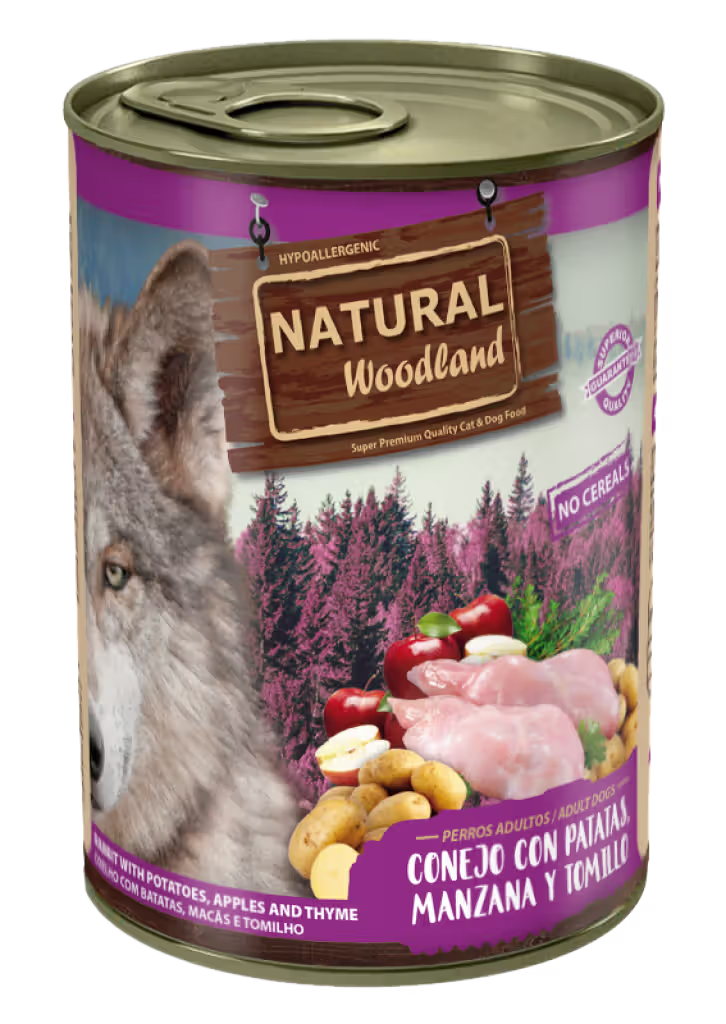 Natural Woodland Cão Grain-Free Coelho, Batata, Maçã e Tomilho - Ração húmida para cão