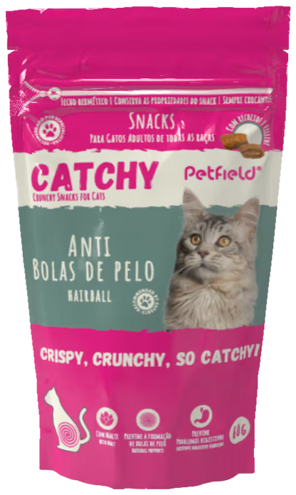 Catchy Hairball Gato Adulto Vacuno - Snack para gatos para bolas de pelo