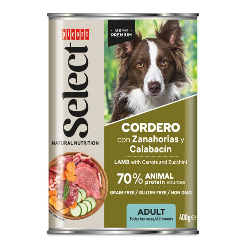 Picart Select Paté Húmedo para Perro Adulto - Cordero, Zanahoria y Calabacín | 12 x 400 g