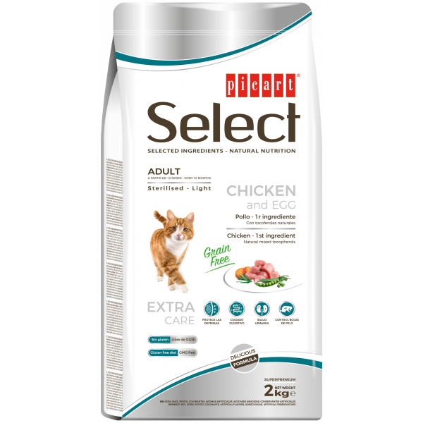 Picart Select Sterilised/Light Grain Free Adult Cat - Chicken and Egg 2 kg