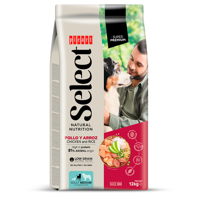 Picart Select Super Premium Perro Medium Adulto - Pollo y Arroz 12 kg