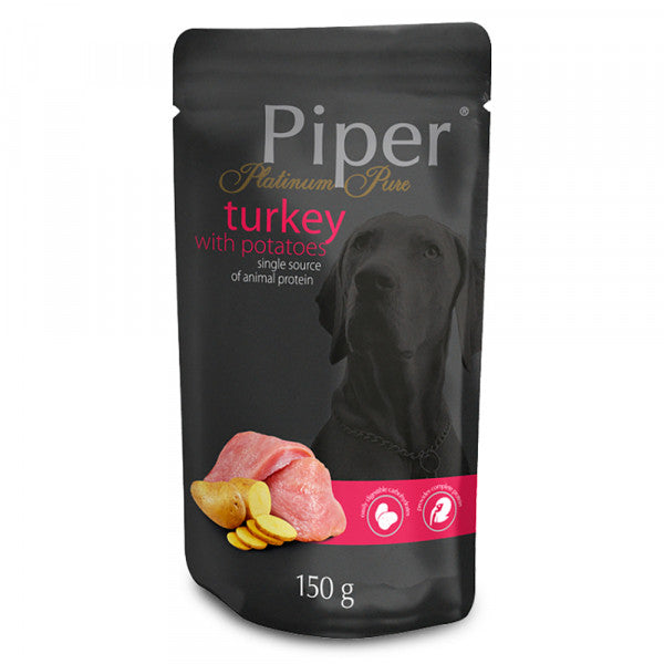 Piper Pure - Adult Dog Paté Food - Turkey and Potato | 10 x 150 g