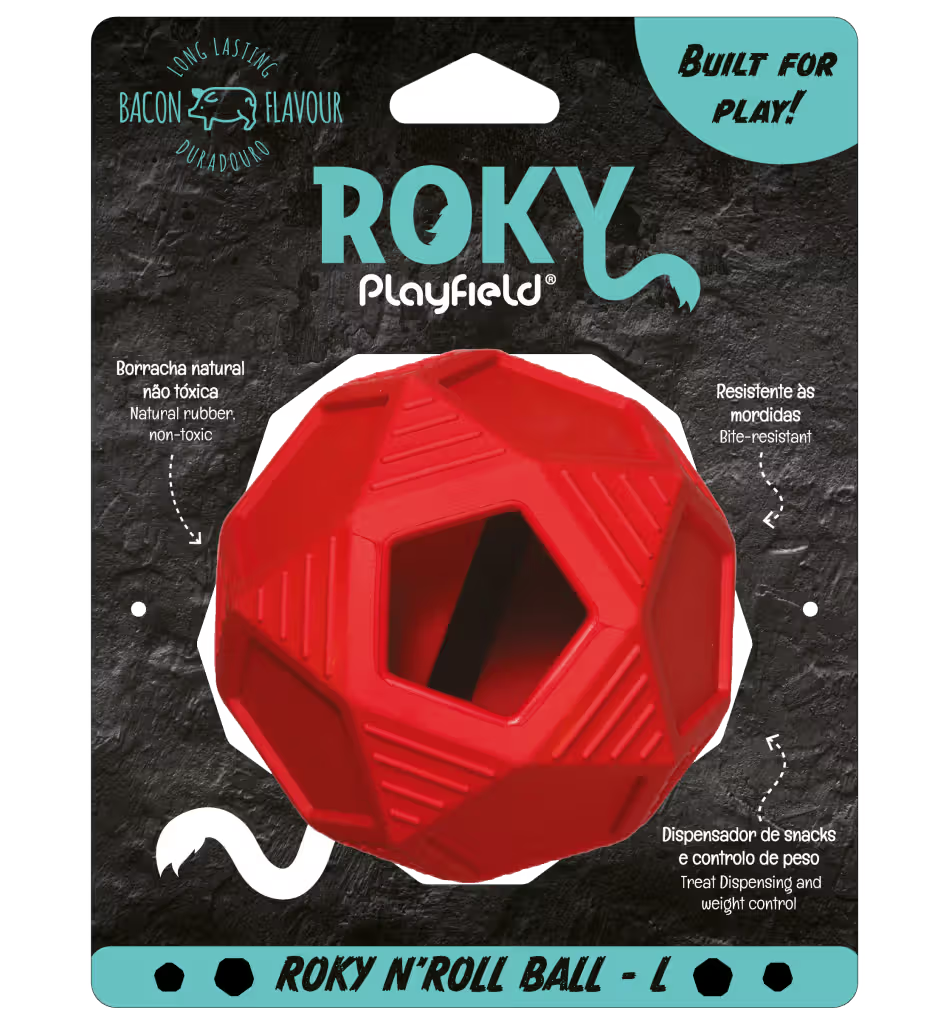 Playfield Roky - Roky N’Roll Ball - Juguete para perro con aroma a bacon