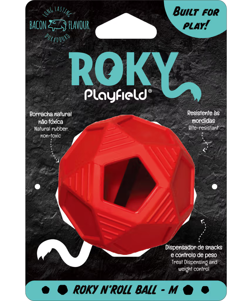 Playfield Roky - Roky N’Roll Ball - Juguete para perro con aroma a bacon