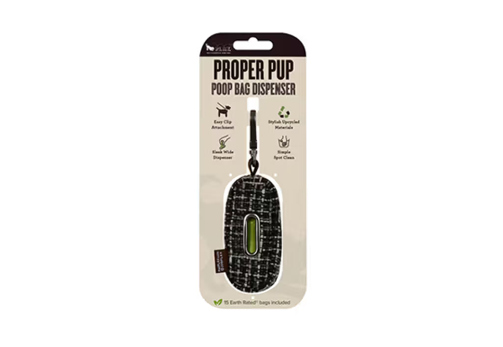 PLAY Dispensador de Bolsas para Caca Houndstooth Black/Gray Perro - Accesorio para perro