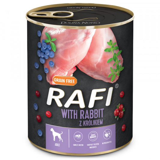 Rafi - Paté para Perro Adulto - Conejo, arándanos rojos y arándanos azules 800 g