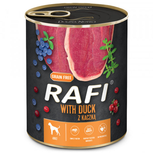 Rafi - Paté para Perro Adulto - Pato, arándanos rojos y arándanos azules 800 g