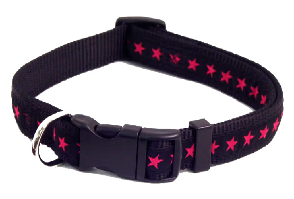 Rosewood Black Hot Pink Star - Collar para perro
