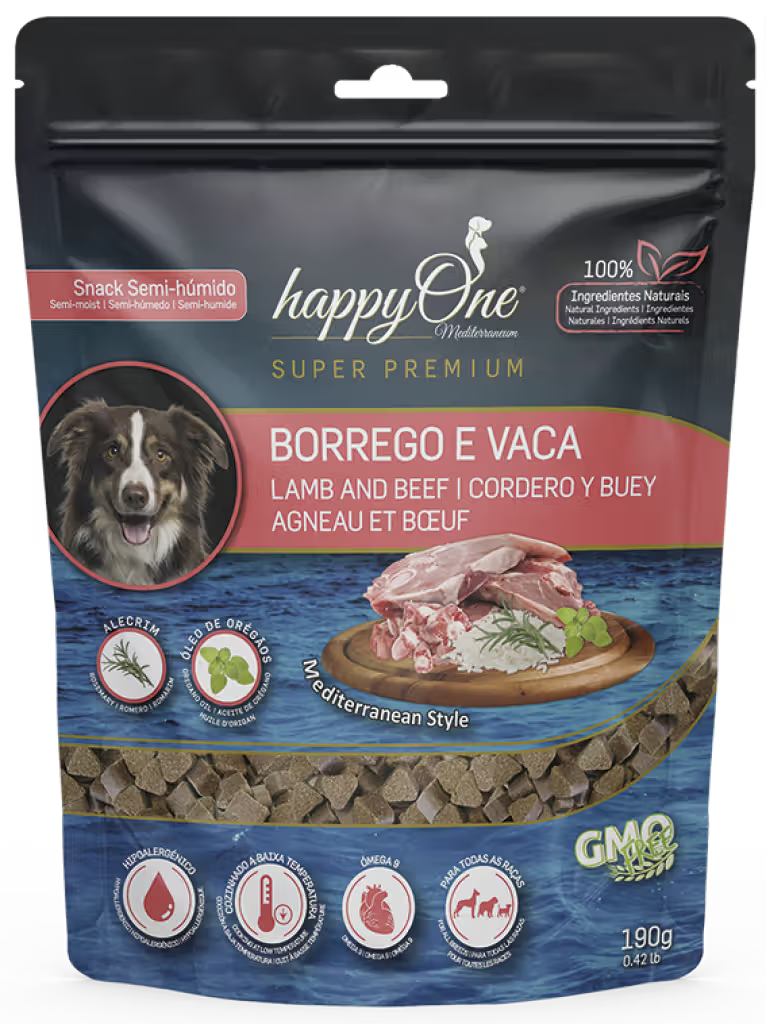 happyOne Mediterraneum Snacks Borrego e vaca para Cão