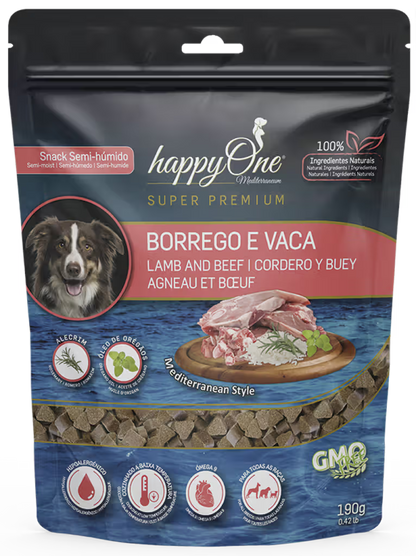 happyOne Mediterraneum Snacks Borrego e vaca para Cão