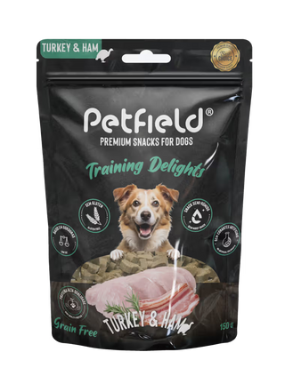 Petfield Premium Pet Food Training Delights Cão Grain-Free Peru e Presunto - Snack para cão