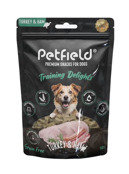 Petfield Premium Pet Food Training Delights Cão Grain-Free Peru e Presunto - Snack para cão