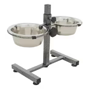 Suporte Duplo Regulável com 2 Gamelas Cão - Ração seca para cão