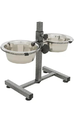 Adjustable Double Bowl Stand with 2 Bowls