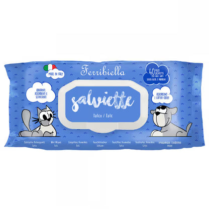 Ferribiella Toalhitas Salviette com Cheiro a Talco - Toallitas húmedas para perros y gatos con olor a talco