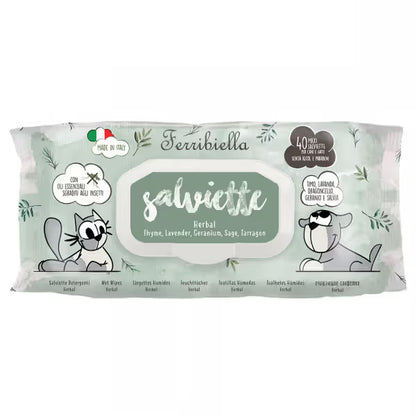 Ferribiella Toalhitas Salviette Herbal - Wipes for dogs and cats with essential oils