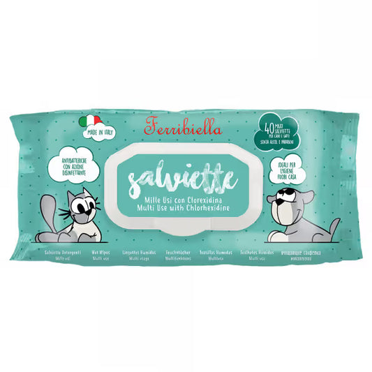 Ferribiella Toalhitas Salviette Higienizantes com Clorexidina - Wet wipes for dogs and cats with chlorhexidine