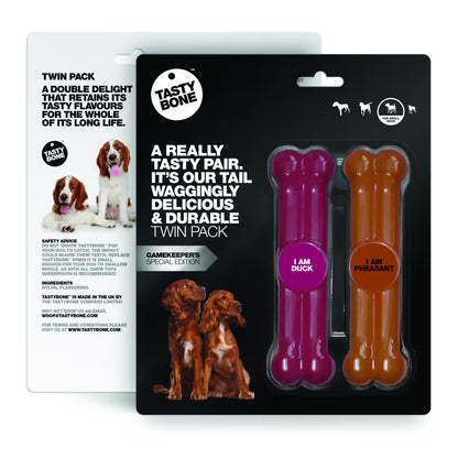Tastybone Twin Pack Faisan Pato Toy - Brinquedo para cão