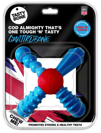 Tastybone Nylon QuattroBone Fish n'Chips - Hueso de nylon para perro