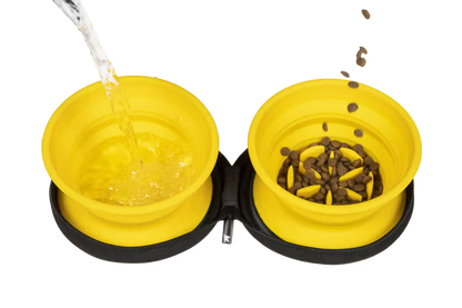 Kiwi Walker Double Travel Bowl - Comedero para perro de alimentación lenta
