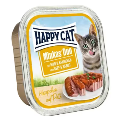 Happy Cat Minkas Duo Adult Cat Pâté Beef and Rabbit - Wet cat food