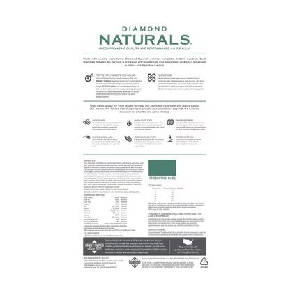 Diamond Naturals Small Breed Adult Dog Lamb and Rice 15kg