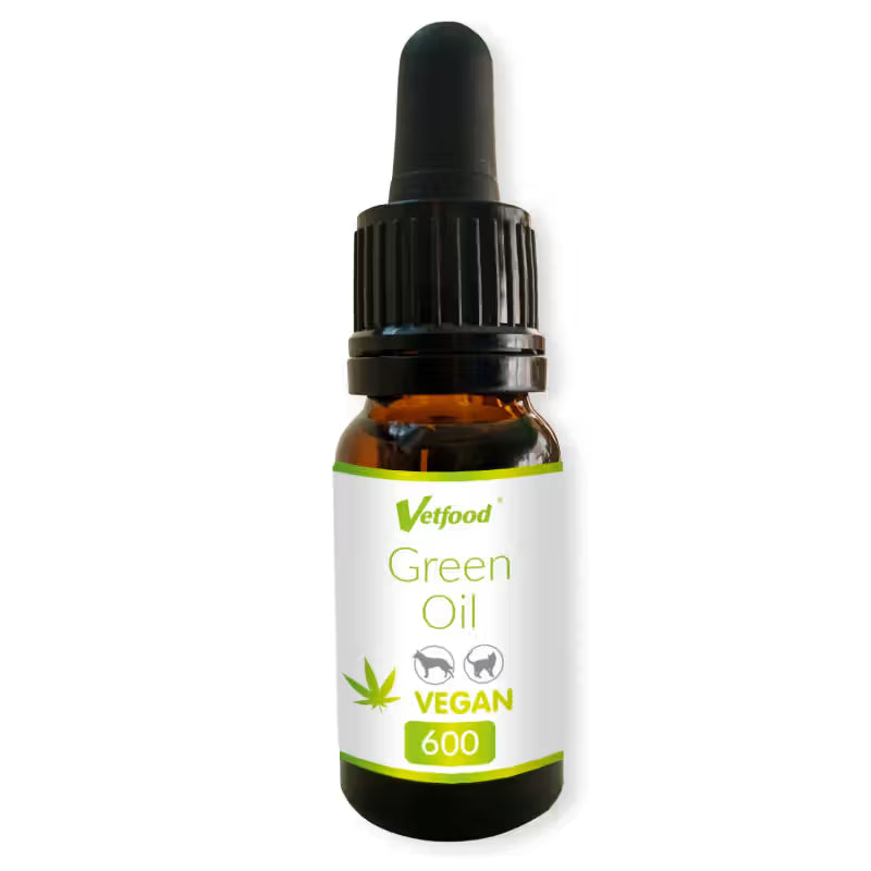 Vetfood Green Oil Vegan 600mg Cão e Gato Óleo de Cânhamo e Óleo de Salmão - Snack para cão e gato