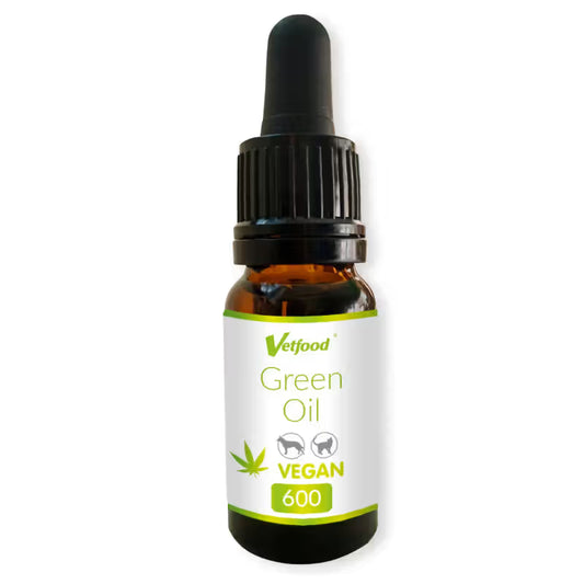 Vetfood Green Oil Vegan 600mg Cão e Gato Óleo de Cânhamo e Óleo de Salmão - Snack para cão e gato