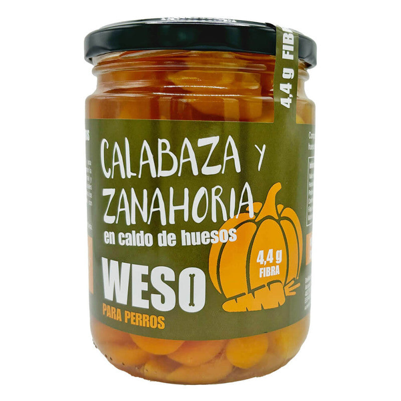 Weso - Calabaza y zanahoria en caldo de huesos de vaca para perro | 6 x 400 ml