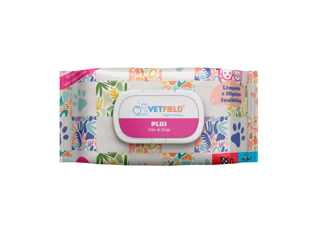 Vetfield Wet Wipes - Plus - Toallitas para perro y gato para limpieza y desinfección
