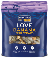 Fish4Pets Love Banana Fish Wraps Perro Plátano y Pescado Blanco - Snack para perro