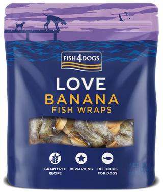 Fish4Pets Love Banana Fish Wraps Perro Plátano y Pescado Blanco - Snack para perro