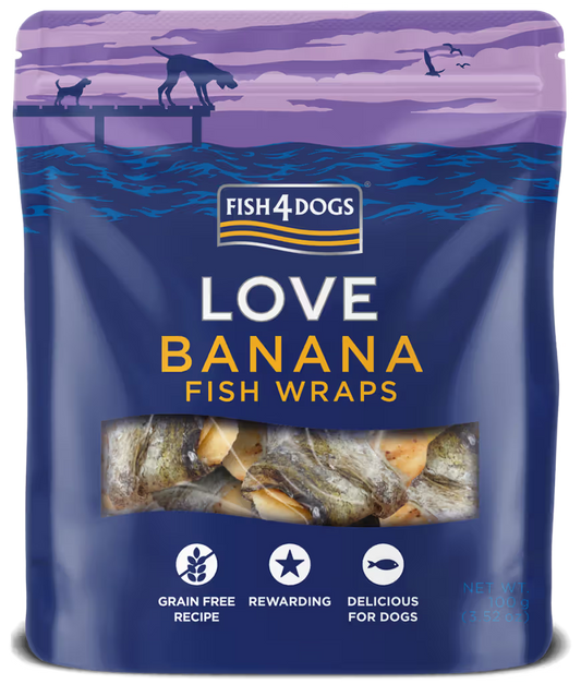 Fish4Pets Love Banana Fish Wraps Dog Banana and White Fish - Dog snack